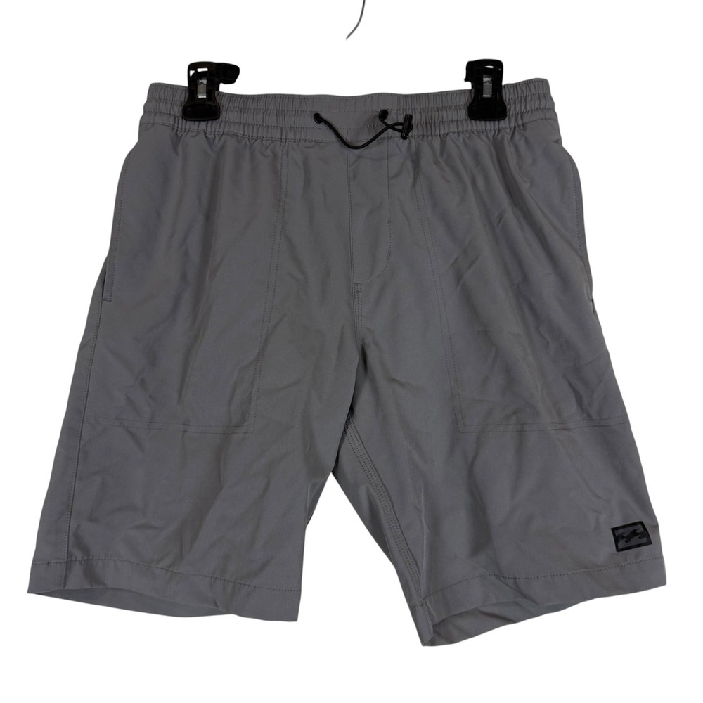 Billabong Shorts Mens Small Gray Swim Trunks Lined Elastic Waist Pockets Stretch